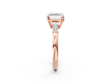 Rose gold Asscher Cut Diamond Ring with Tapered Baguette Side Stones in Four-Prong Setting_5