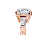 Rose gold Asscher Cut Diamond Ring with Tapered Baguette Side Stones in Four-Prong Setting_8