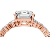 Rose gold Asscher Cut Diamond Scattered Round Accent Ring with Prong Setting_16