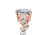 Rose gold Asscher Cut Diamond Scattered Round Accent Ring with Prong Setting_17