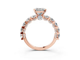 Rose gold Asscher Cut Diamond Side Stone Engagement Ring with Four-Prong Setting_39