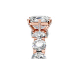 Rose gold Asscher Cut Diamond Side Stone Engagement Ring with Four-Prong Setting_41