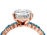 Rose gold Asscher Cut Diamond Side Stone Solitaire Ring with Round with Blue Topaz side stone and Four-Prong Setting_4