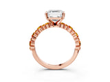 Rose gold Asscher Cut Diamond Side Stone Solitaire Ring with Round with Citrine side stone and Four-Prong Setting_3