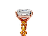Rose gold Asscher Cut Diamond Side Stone Solitaire Ring with Round with Citrine side stone and Four-Prong Setting_5