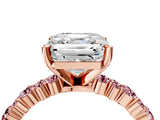 Rose gold Asscher Cut Diamond Side Stone Solitaire Ring with Round with Morganite side stone and Four-Prong Setting_4