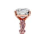Rose gold Asscher Cut Diamond Side Stone Solitaire Ring with Round with Morganite side stone and Four-Prong Setting_5