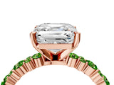 Rose gold Asscher Cut Diamond Side Stone Solitaire Ring with Round with Peridot side stone and Four-Prong Setting_4