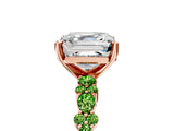 Rose gold Asscher Cut Diamond Side Stone Solitaire Ring with Round with Peridot side stone and Four-Prong Setting_5