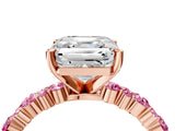 Rose gold Asscher Cut Diamond Side Stone Solitaire Ring with Round with Pink Sapphire side stone and Four-Prong Setting_4