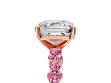 Rose gold Asscher Cut Diamond Side Stone Solitaire Ring with Round with Pink Sapphire side stone and Four-Prong Setting_5