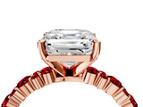 Rose gold Asscher Cut Diamond Side Stone Solitaire Ring with Round with Ruby side stone and Four-Prong Setting_4