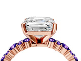 Rose gold Asscher Cut Diamond Side Stone Solitaire Ring with Round with Tanzanite side stone and Four-Prong Setting_4