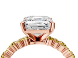Rose gold Asscher Cut Diamond Side Stone Solitaire Ring with Round with Yellow Sapphire side stone and Four-Prong Setting_4