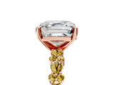 Rose gold Asscher Cut Diamond Side Stone Solitaire Ring with Round with Yellow Sapphire side stone and Four-Prong Setting_5