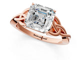 Rose gold Asscher Cut Diamond Solitaire Celtic Knot Ring with Four-Prong Setting_58
