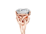Rose gold Asscher Cut Diamond Solitaire Celtic Knot Ring with Four-Prong Setting_62