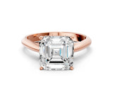 Rose gold Asscher Cut Diamond Solitaire Engagement Ring with Cathedral Setting and Four-Prong Mount_27