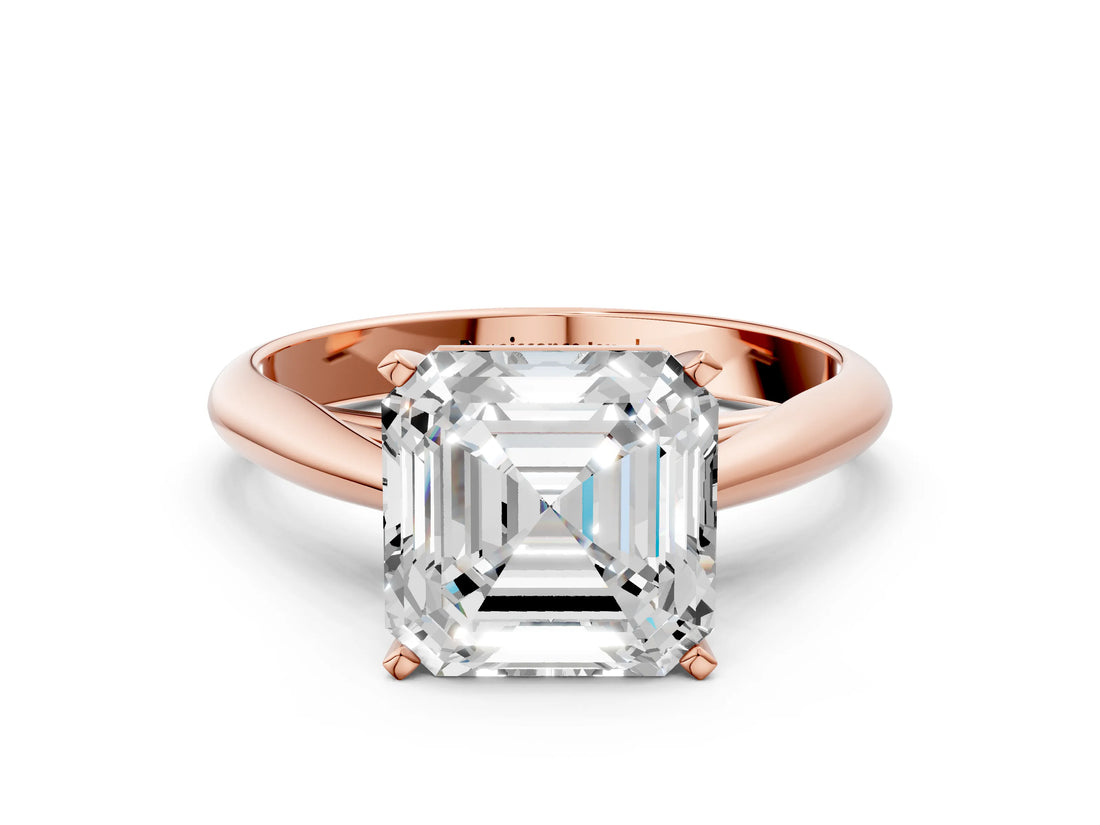 Rose gold Asscher Cut Diamond Solitaire Engagement Ring with Cathedral Setting and Four-Prong Mount_33