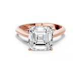 Rose gold Asscher Cut Diamond Solitaire Engagement Ring with Cathedral Setting and Four-Prong Mount_69