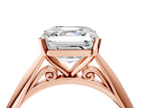 Rose gold Asscher Cut Diamond Solitaire Engagement Ring with Cathedral Setting and Four-Prong Mount_73