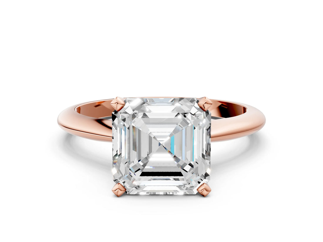 Rose gold Asscher Cut Diamond Solitaire Engagement Ring with Classic Band and Four-Prong Setting_37