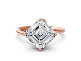 Rose gold Asscher Cut Diamond Solitaire Engagement Ring with Four-Prong Setting and Classic Band_54