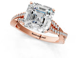 Rose gold Asscher Cut Diamond Solitaire Engagement Ring with Twisted Pavé Band and Four-Prong Setting_52