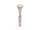 Rose gold Asscher Cut Diamond Solitaire Engagement Ring with Twisted Pavé Band and Four-Prong Setting_53
