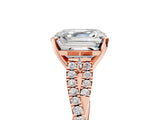 Rose gold Asscher Cut Diamond Solitaire Engagement Ring with Twisted Pavé Band and Four-Prong Setting_56