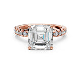 Rose gold Asscher Cut Diamond Solitaire Pavé Engagement Ring with Round Band and Prong Setting_14