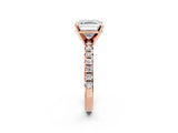 Rose gold Asscher Cut Diamond Solitaire Pavé Engagement Ring with Round Band and Prong Setting_16
