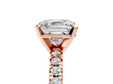 Rose gold Asscher Cut Diamond Solitaire Pavé Engagement Ring with Round Band and Prong Setting_19