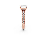 Rose gold Asscher Cut Diamond Solitaire Pavé Engagement Ring with Round Band and Prong Setting_46