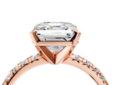 Rose gold Asscher Cut Diamond Solitaire Pavé Engagement Ring with Round Band and Prong Setting_48