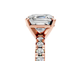 Rose gold Asscher Cut Diamond Solitaire Pavé Engagement Ring with Round Band and Prong Setting_49