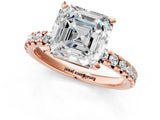 Rose gold Asscher Cut Diamond Solitaire Pavé Engagement Ring with Round Band and Prong Setting_81
