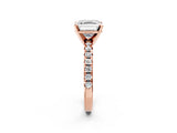 Rose gold Asscher Cut Diamond Solitaire Pavé Engagement Ring with Round Band and Prong Setting_82