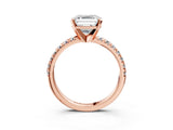 Rose gold Asscher Cut Diamond Solitaire Pavé Engagement Ring with Round Band and Prong Setting_83