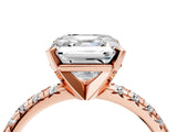 Rose gold Asscher Cut Diamond Solitaire Pavé Engagement Ring with Round Band and Prong Setting_84