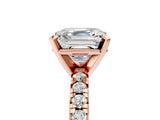 Rose gold Asscher Cut Diamond Solitaire Pavé Engagement Ring with Round Band and Prong Setting_85