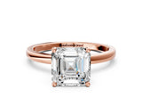 Rose gold Asscher Cut Diamond Solitaire Ring with Classic Band and Four-Prong Setting_3
