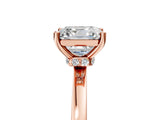 Rose gold Asscher Cut Diamond Solitaire Ring with Classic Band and Four-Prong Setting_8