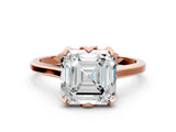 Rose gold Asscher Cut Diamond Solitaire Ring with Flower Prong Setting and Classic Band_12