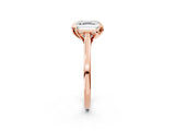 Rose gold Asscher Cut Diamond Solitaire Ring with Flower Prong Setting and Classic Band_126