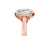 Rose gold Asscher Cut Diamond Solitaire Ring with Flower Prong Setting and Classic Band_129