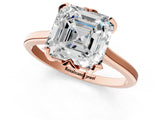 Rose gold Asscher Cut Diamond Solitaire Ring with Flower Prong Setting and Classic Band_37