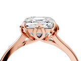 Rose gold Asscher Cut Diamond Solitaire Ring with Flower Prong Setting and Classic Band_40