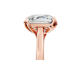Rose gold Asscher Cut Diamond Solitaire Ring with Flower Prong Setting and Classic Band_41