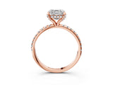 Rose gold Asscher Cut Diamond Solitaire Ring with Four-Prong Setting and Pavé Band_6